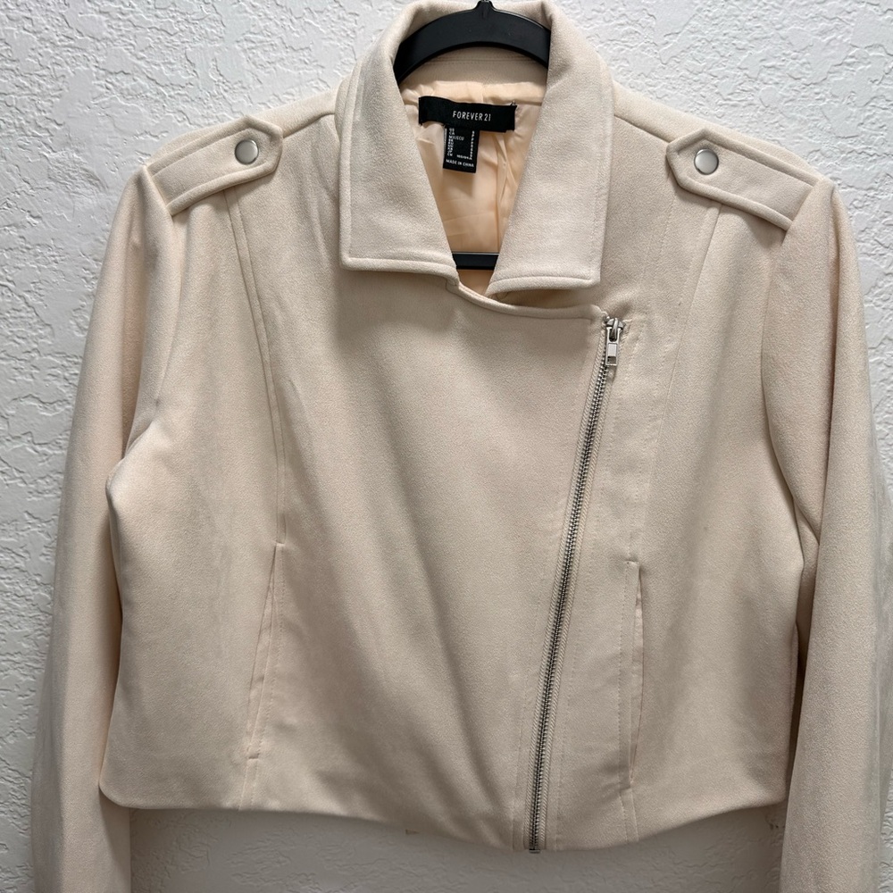 Forever 21 Cream Cropped Jacket